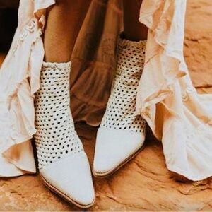 Free People In the Loop Basket Weave Woven Western Festival Leather ankle/bootie